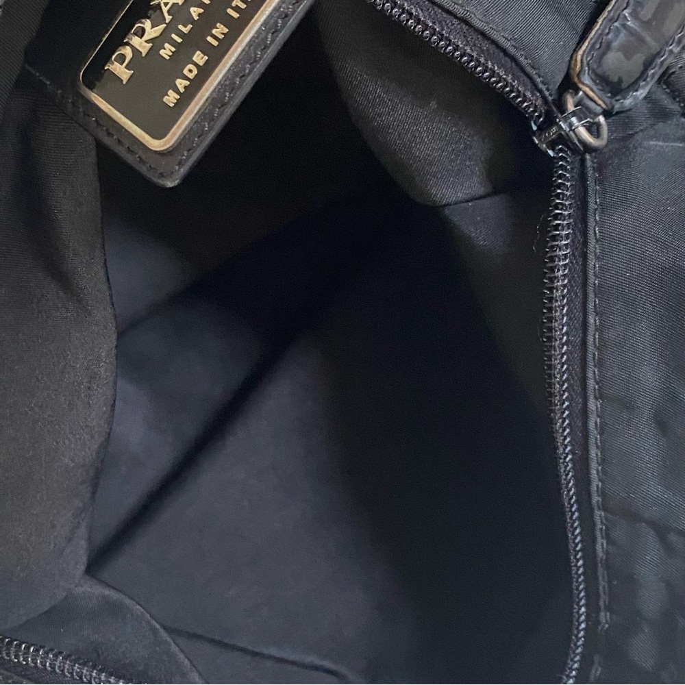 AUTHENTIC PRADA NYLON CROSS-BODY FLAT ZIPPER BAG BLACK, H: 10” X W: 12.25” - Picture 13 of 14